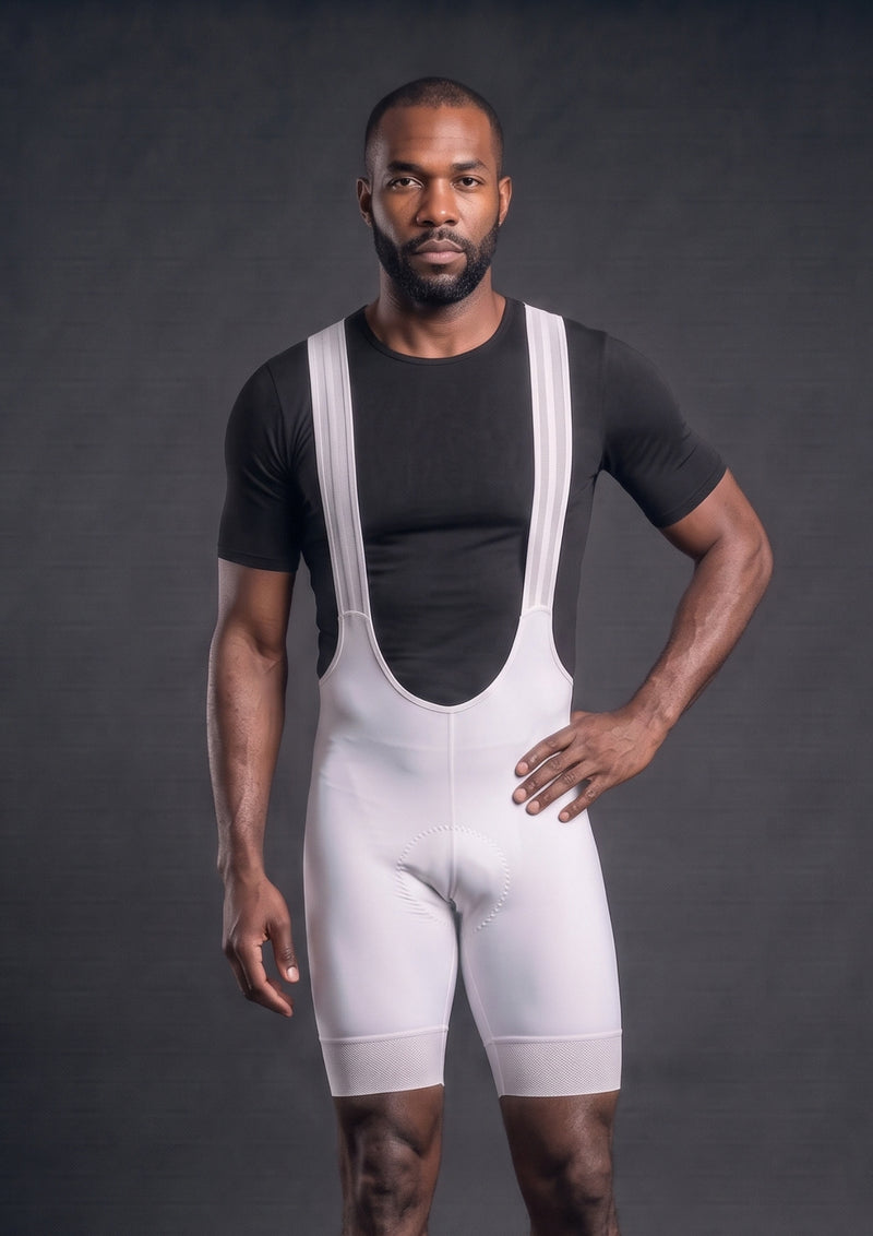 Bretelle de Ciclismo CPM Sem Costura Pro Branco, caimento no corpo