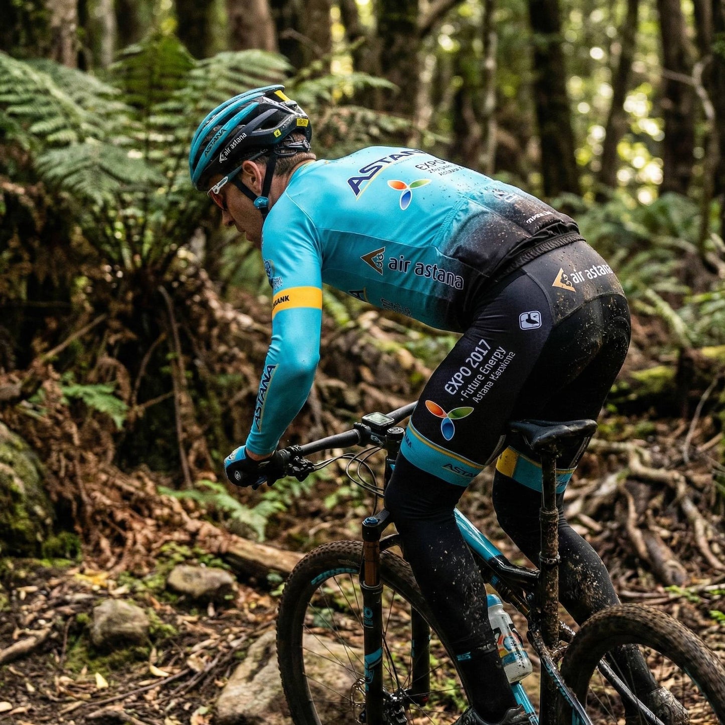 Conjunto Ciclismo Astana Manga Longa - Camisa + Calça Bretelle - Inverno/Frio - 3 Cores