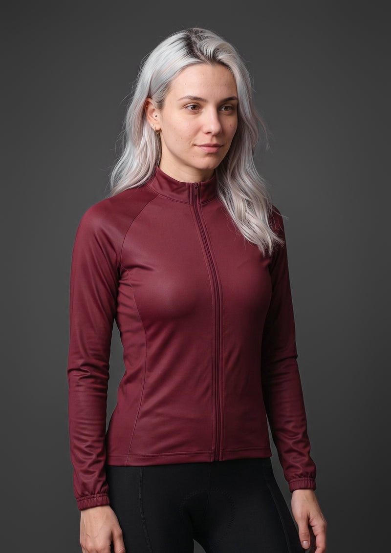 Camisa de Ciclismo Feminina CPM Manga Longa — Vinho