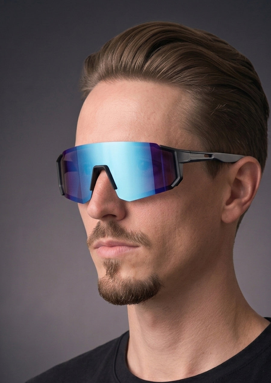 Óculos de Ciclismo CPM UV400 Anti-Luz Preto Verde, vista três quartos