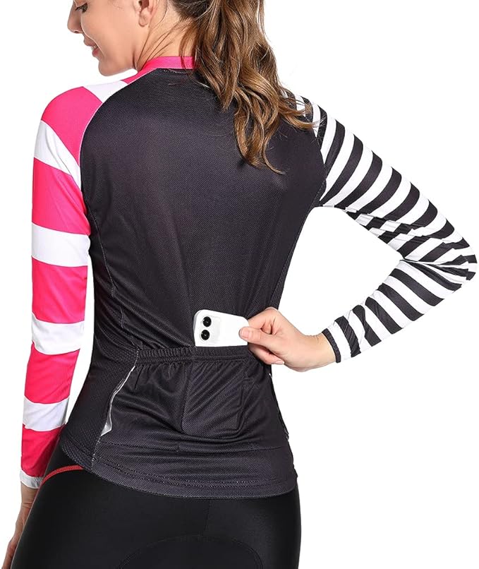 Camisa de ciclismo feminina Wosawe mangas longas
