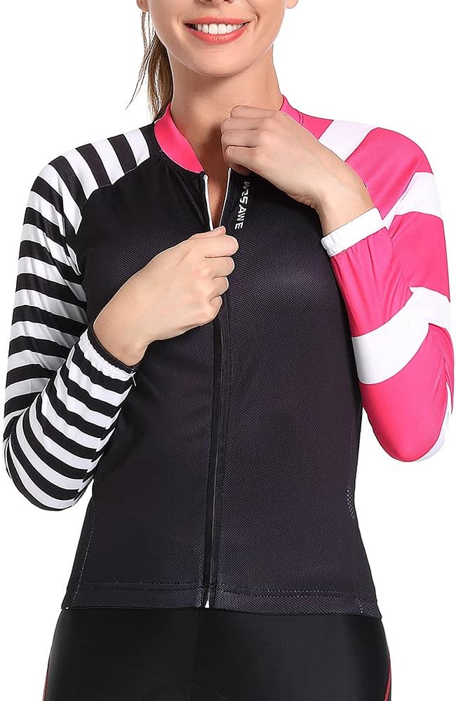 Camisa de ciclismo feminina Wosawe mangas longas