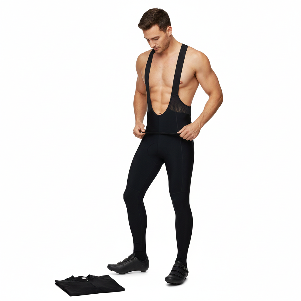 Bretelle Calça Longa Ciclismo Térmica Masculina com Forro Gel - Bib Tight Inverno Speed MTB - Preto