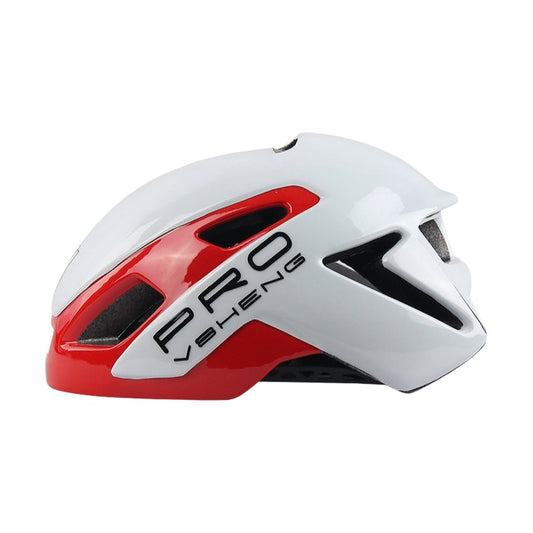 Capacete Ciclismo Speed PRO VSHENG Aerodinâmico - Ultra Leve - Branco/Vermelho e Preto