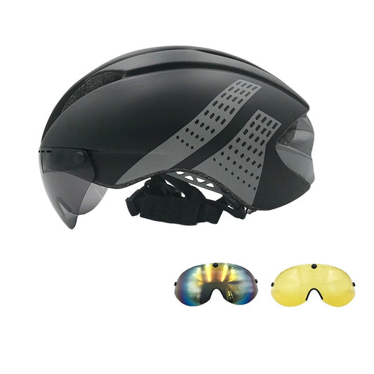 Capacete Ciclismo Aero com 3 Viseiras Magnéticas Intercambiáveis - Contra-Relógio, Triathlon, Speed e TT - 2 Cores