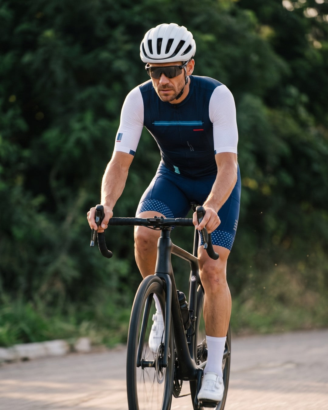 Bretelle de Ciclismo 5D Gel Italiano Azul com camisa