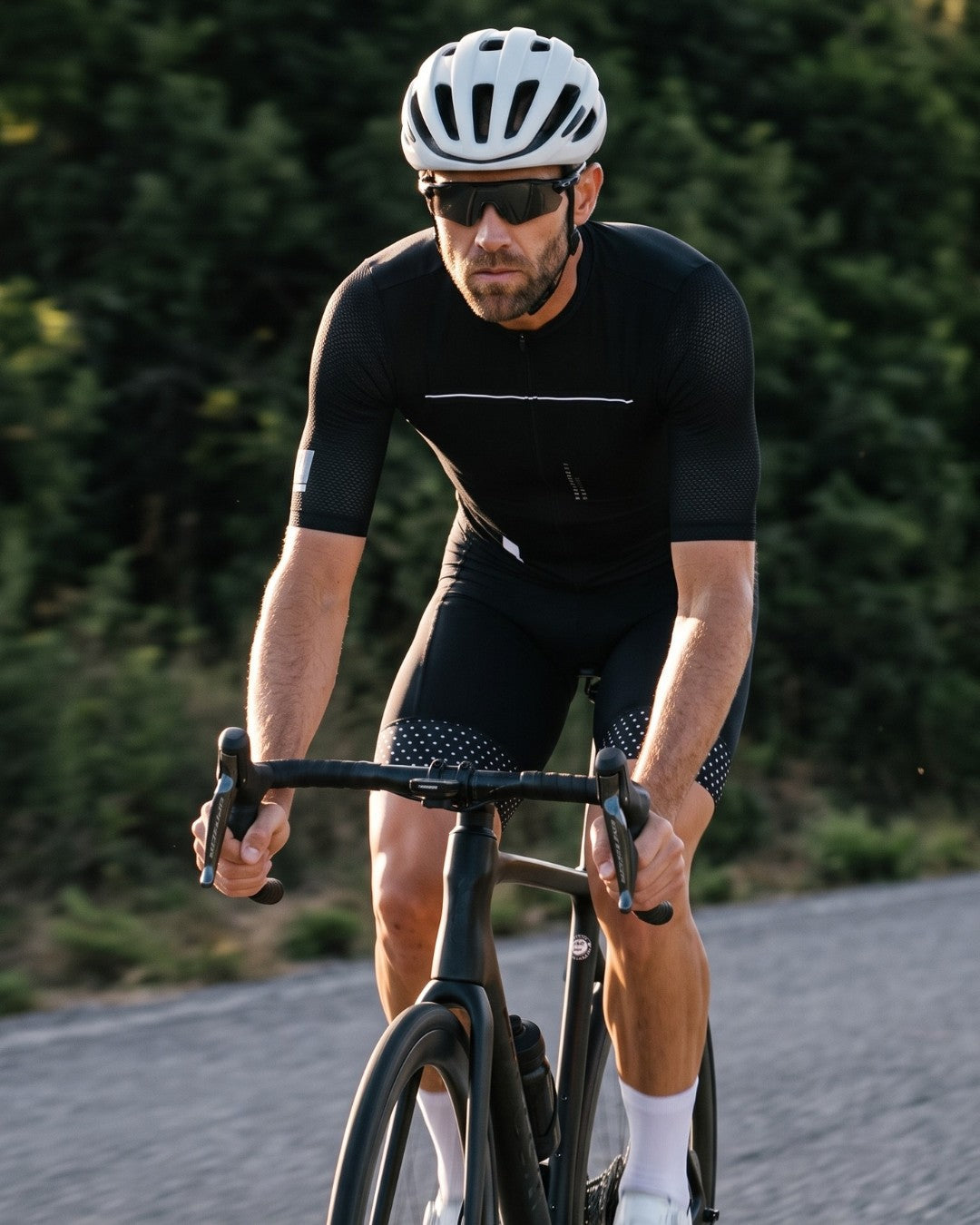 Bretelle de Ciclismo 5D Gel Italiano Preto com camisa
