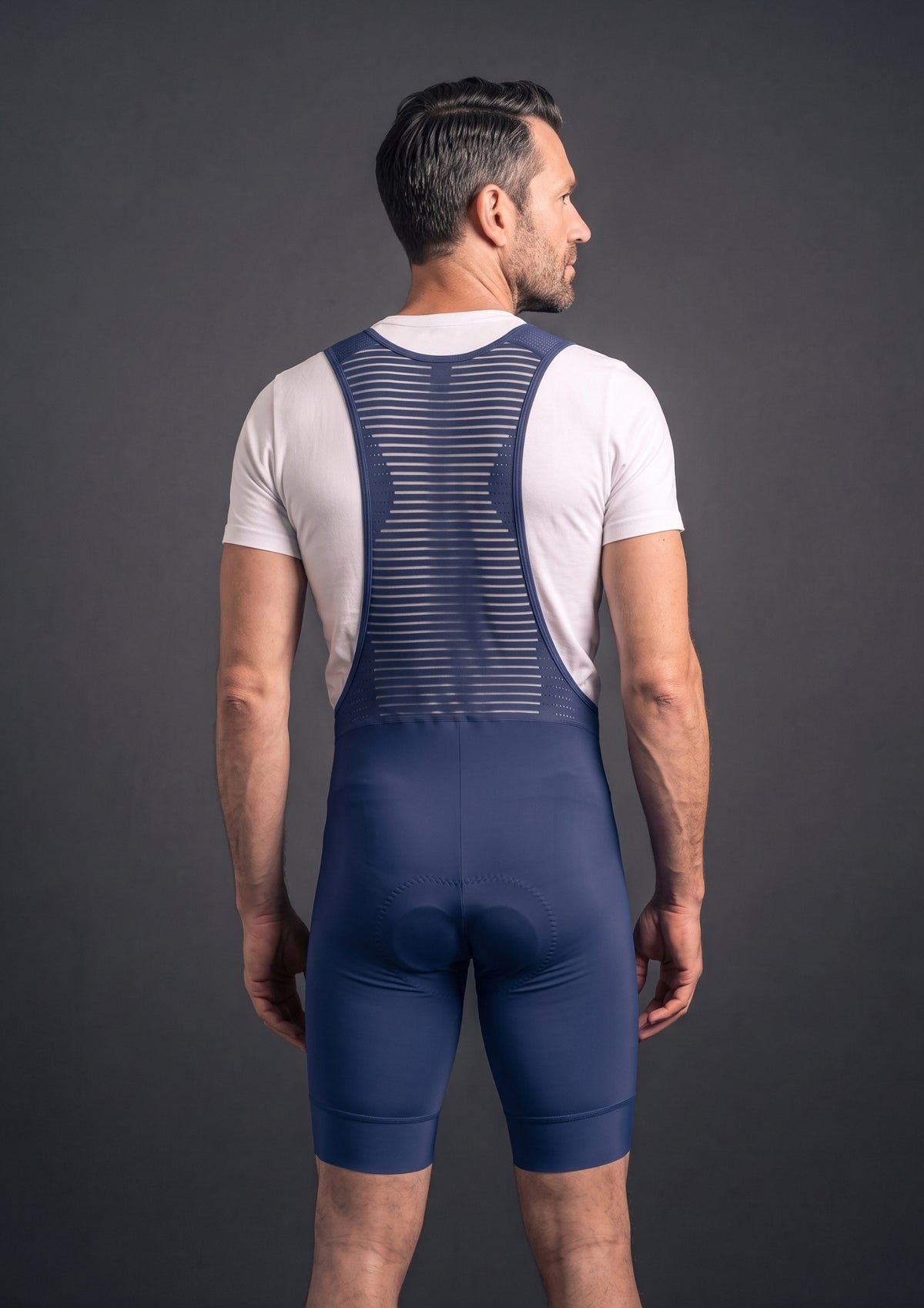 Bretelle de Ciclismo CPM Sem Costura Pro Azul, vista de costas