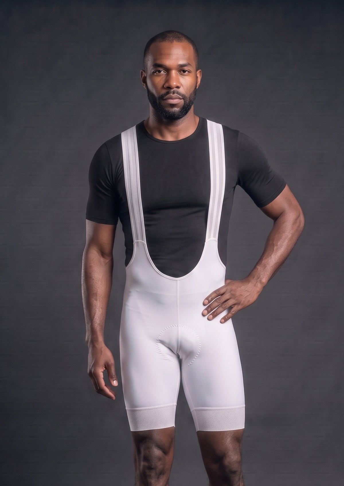 Bretelle de Ciclismo CPM Sem Costura Pro Branco, caimento no corpo