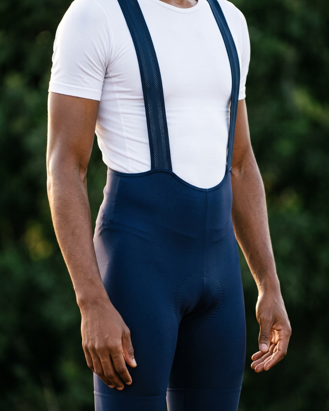 Bretelle de Ciclismo Sem Costura Pro Azul — detalhe lateral