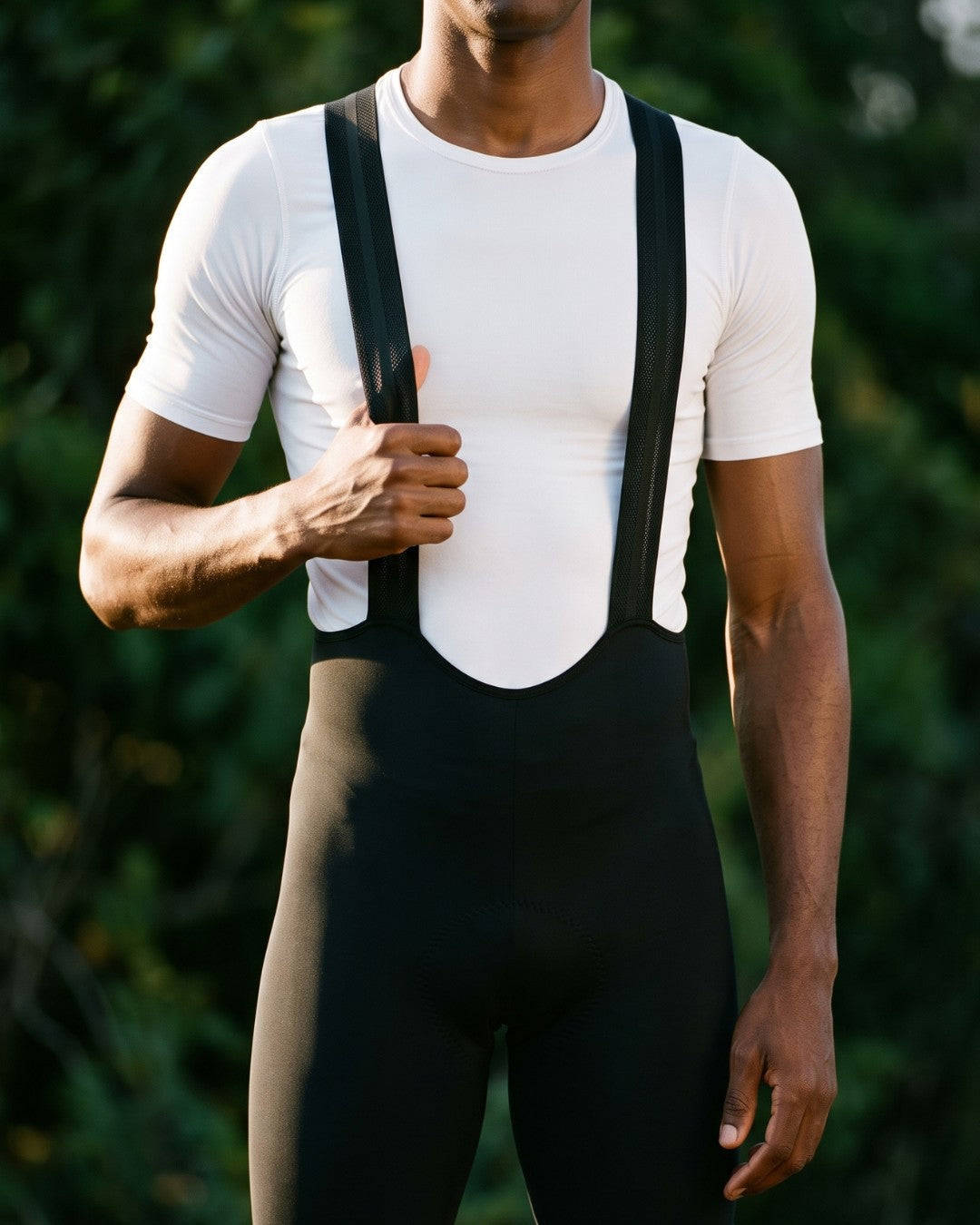 Bretelle de Ciclismo Sem Costura Pro Preto — caimento