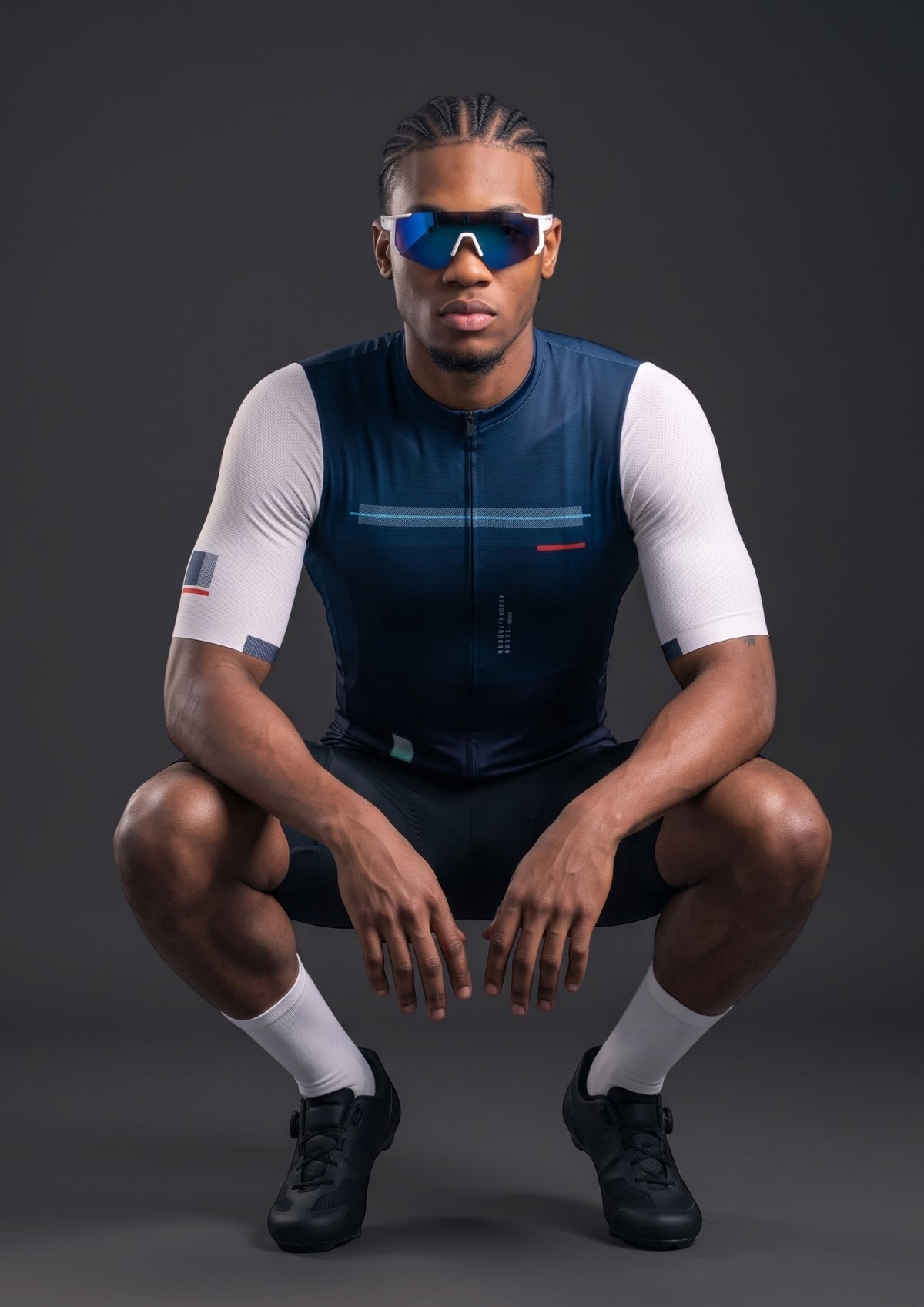 Camisa de Ciclismo CPM Aero Race Azul Marinho, caimento agachado