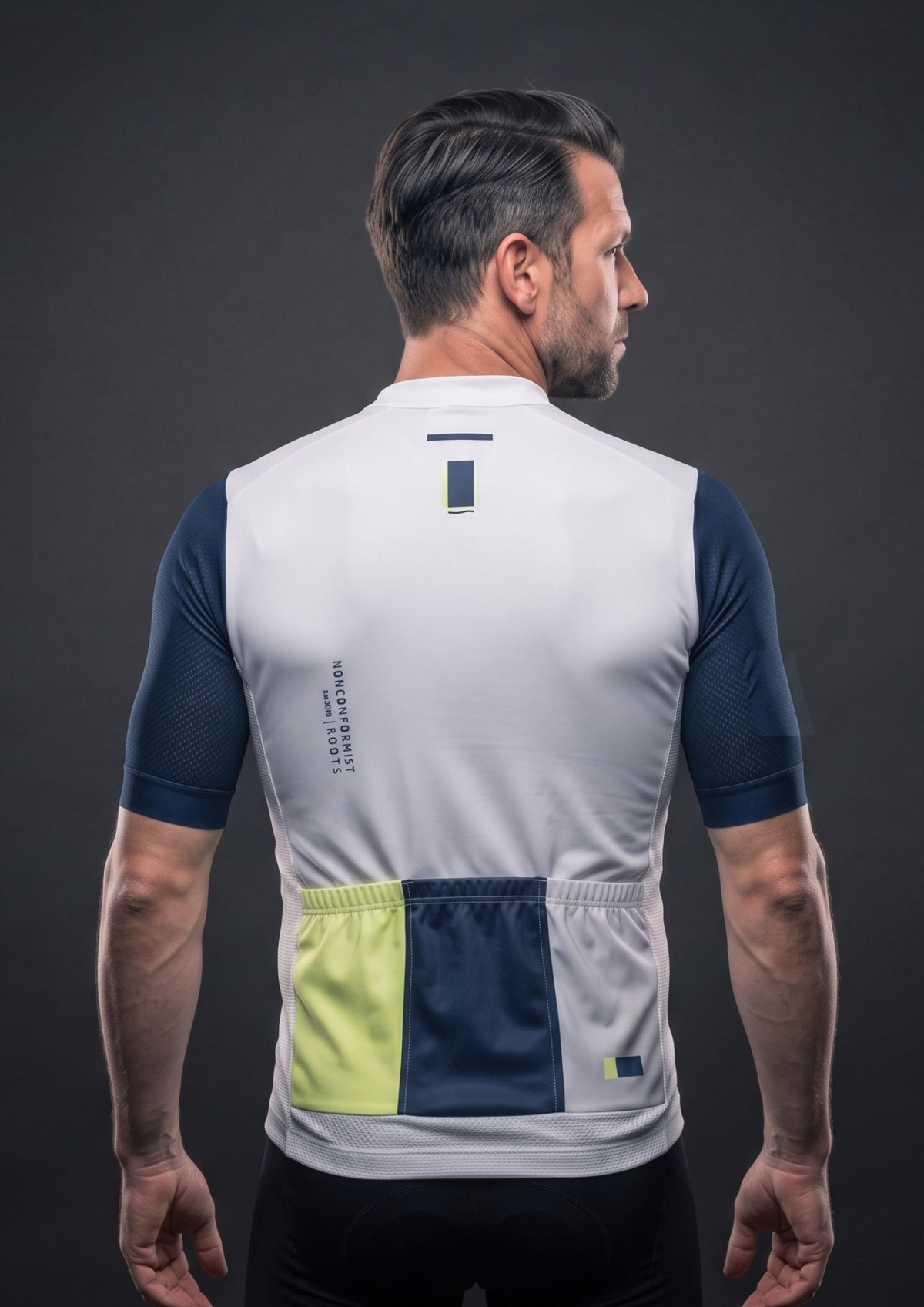 Camisa de Ciclismo CPM Aero Race Branco Grafite, vista de costas, bolsos traseiros