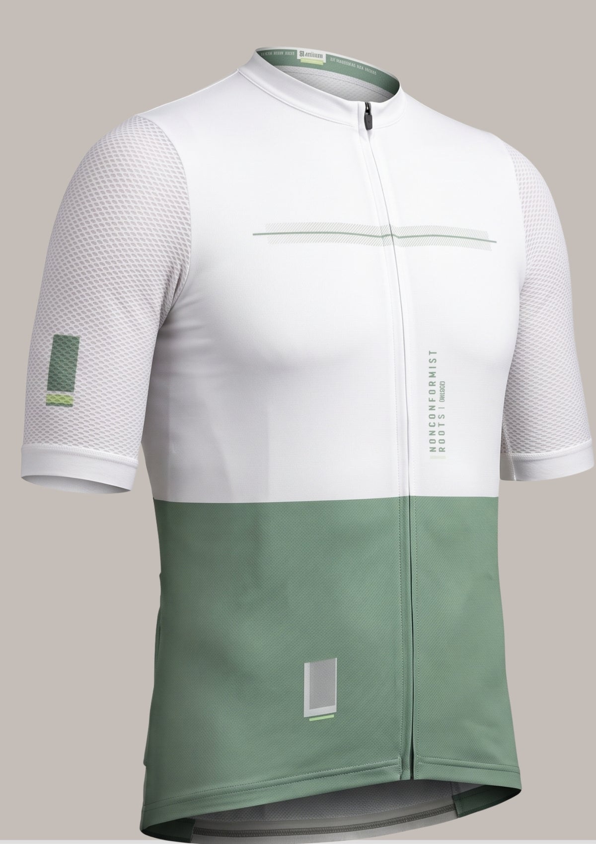 Camisa de Ciclismo Aero Race Branco Verde — detalhe