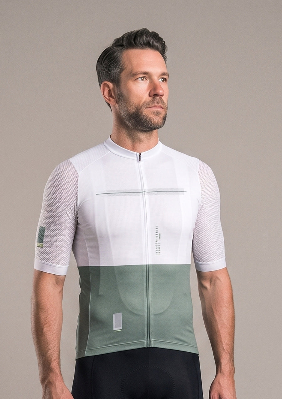 Camisa de Ciclismo Aero Race — Branco Verde | Ciclismo Pelo Mundo