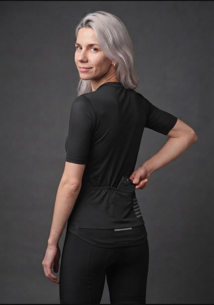 Camisa de Ciclismo Feminina CPM Manga Curta — Preto