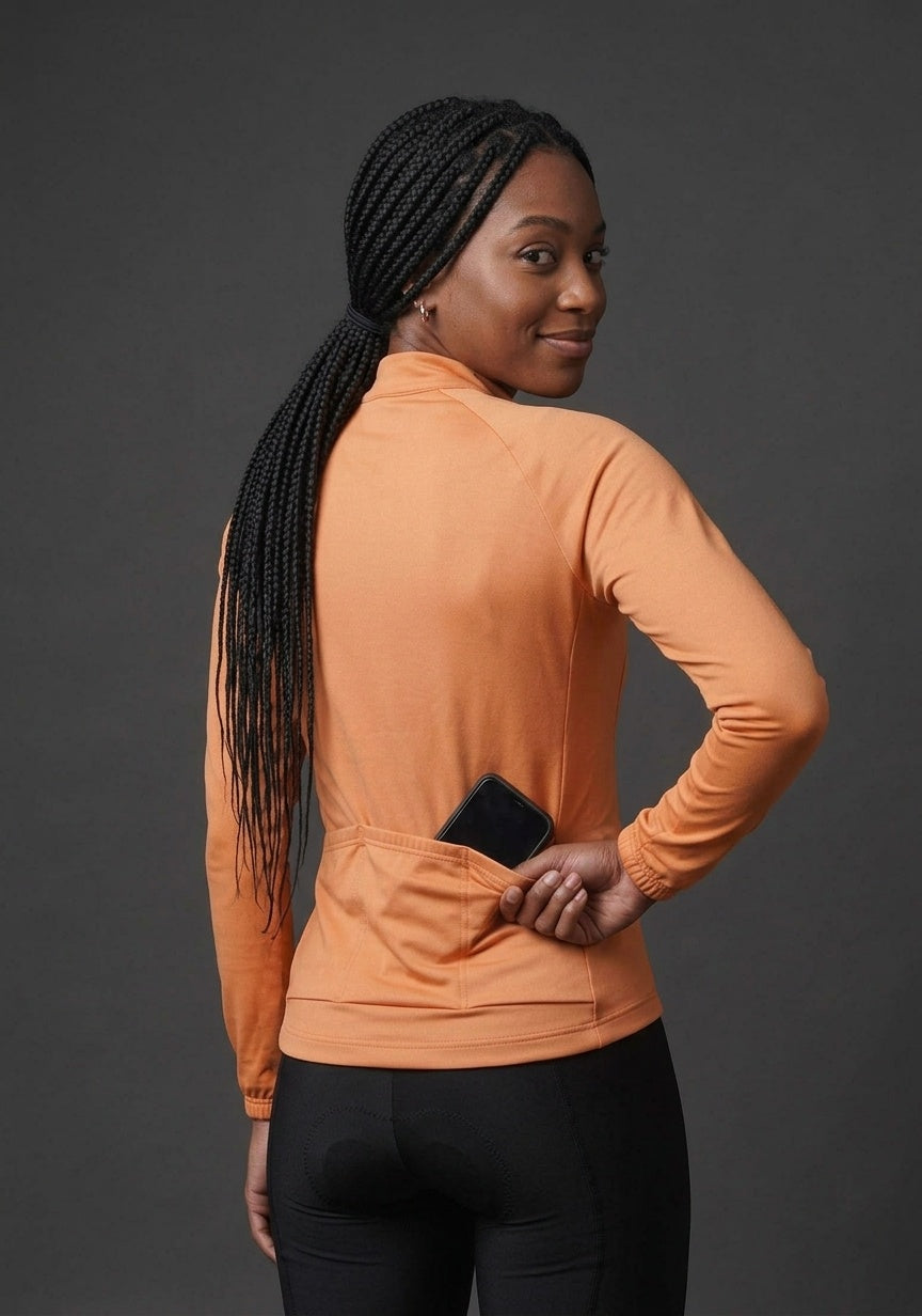 Camisa de Ciclismo Feminina CPM Manga Longa — Laranja
