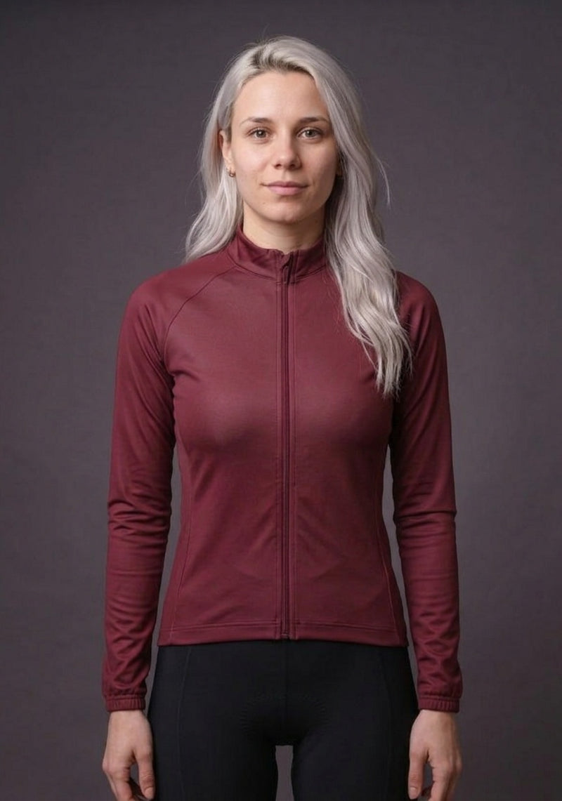 Camisa de Ciclismo Feminina CPM Manga Longa — Vinho