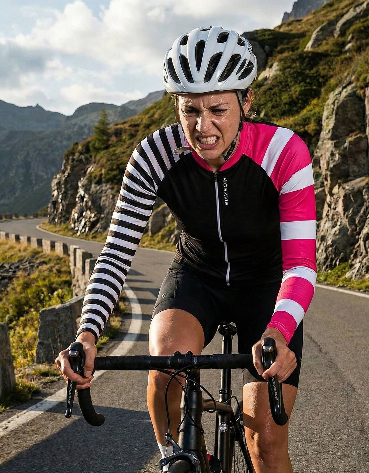 Camisa de ciclismo feminina Wosawe mangas longas