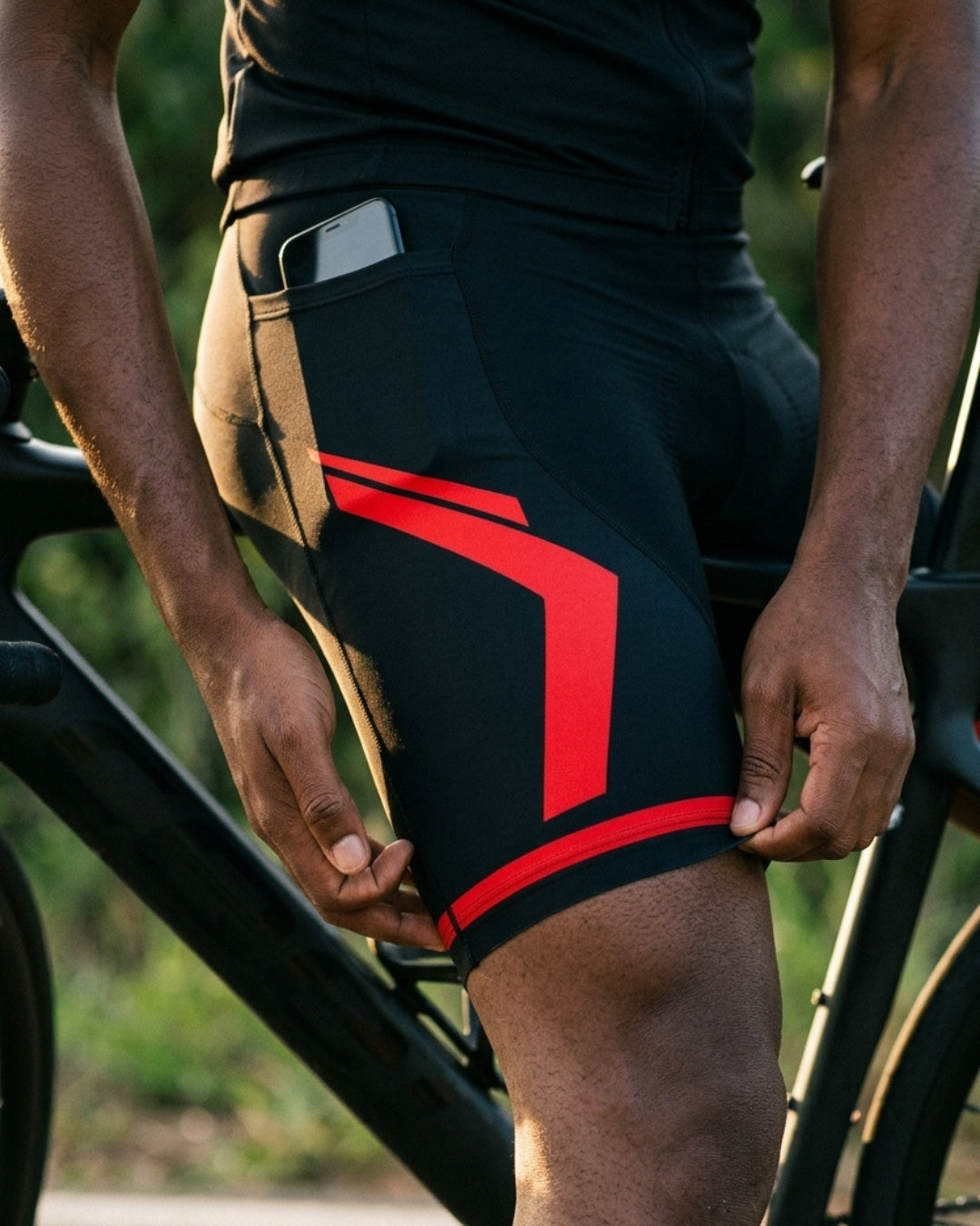 Detalhe forro 9D Gel Short de Ciclismo Preto e Vermelho