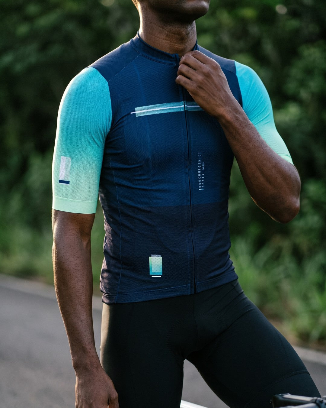 Detalhe tecido Camisa de Ciclismo Aero Race Verde Petróleo
