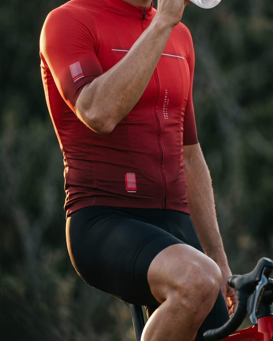 Detalhe tecido Camisa de Ciclismo Aero Race Vermelho