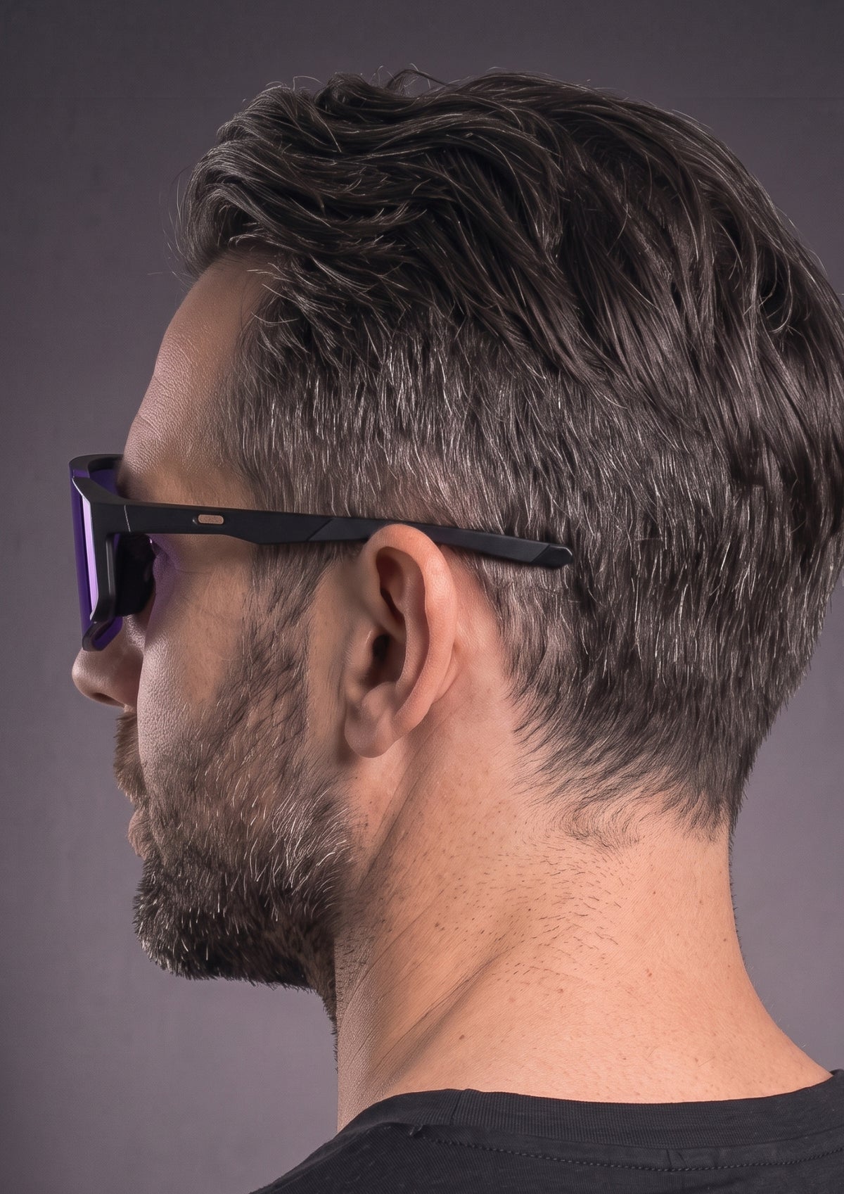 Óculos de Ciclismo CPM UV400 Anti-Luz Preto Roxo, vista lateral