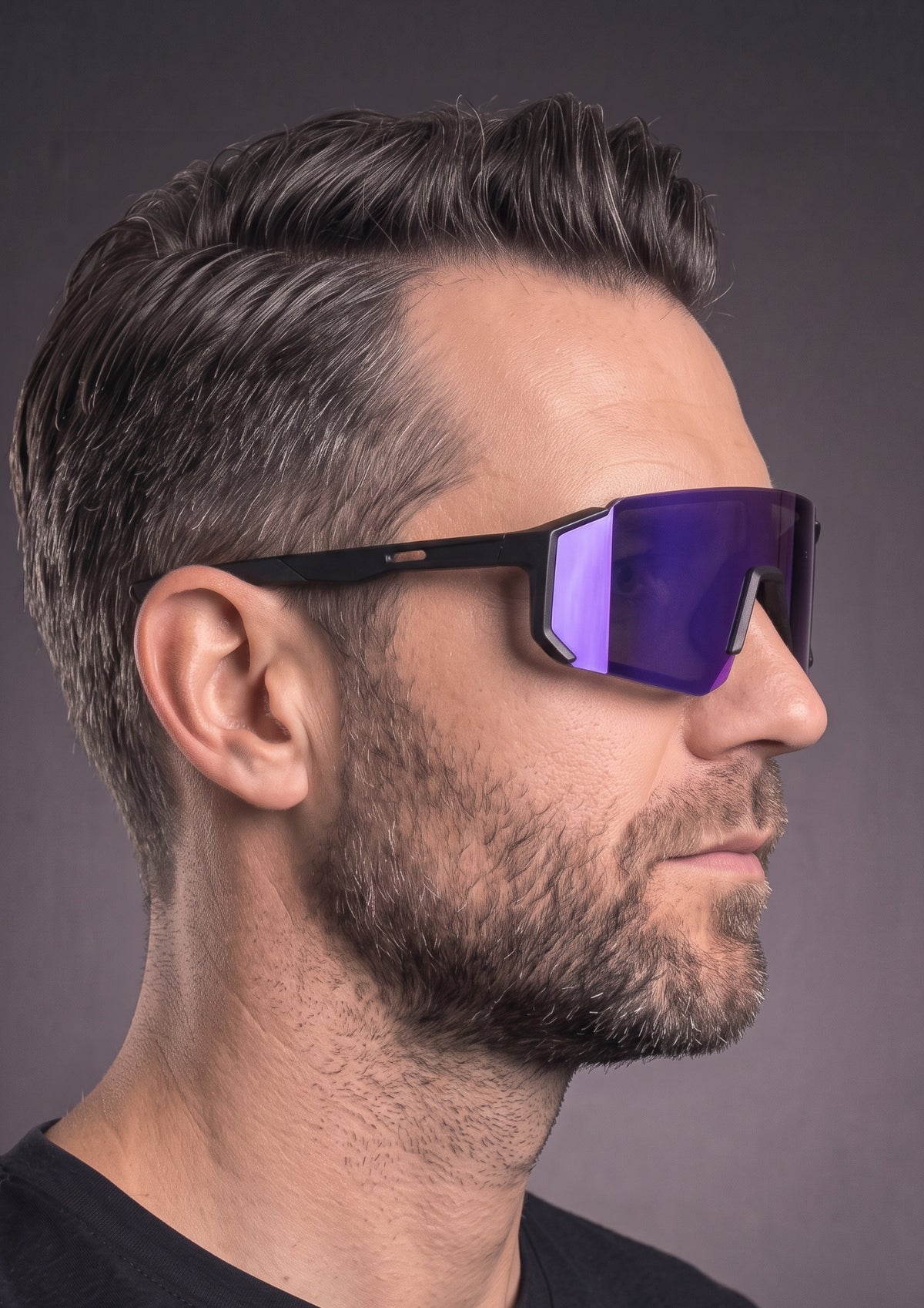 Óculos de Ciclismo CPM UV400 Anti-Luz Preto Roxo, vista de perfil