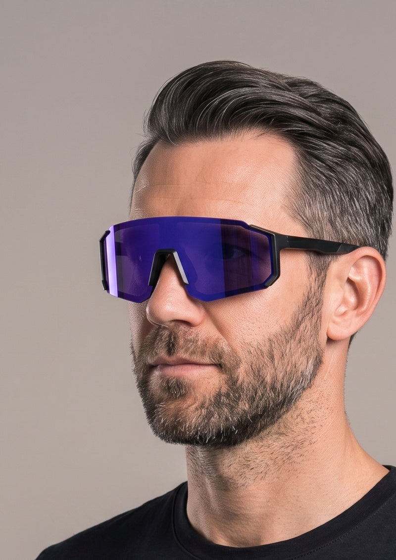 Óculos de Ciclismo CPM UV400 Viseira — Preto Roxo