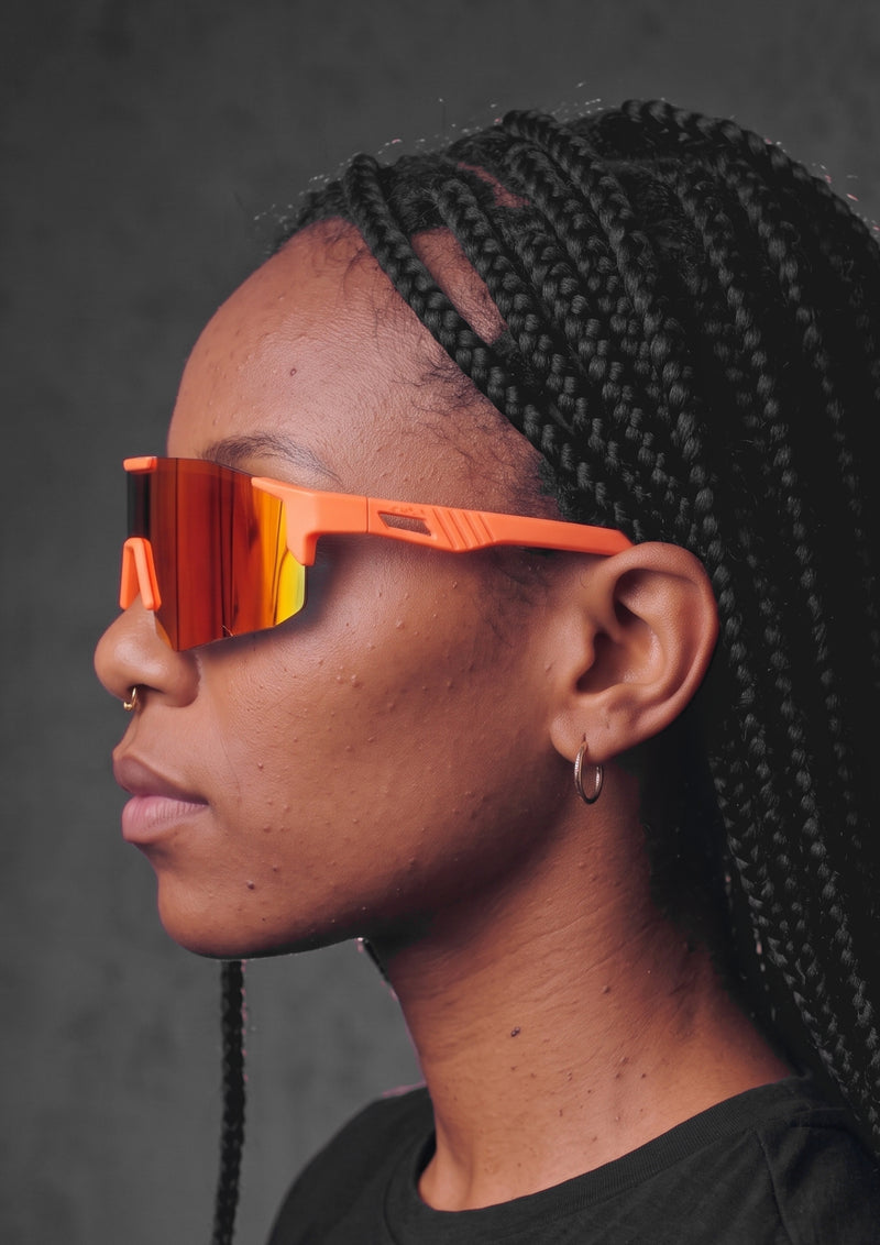 Óculos de Ciclismo CPM UV400 Escudo — Laranja Vermelho