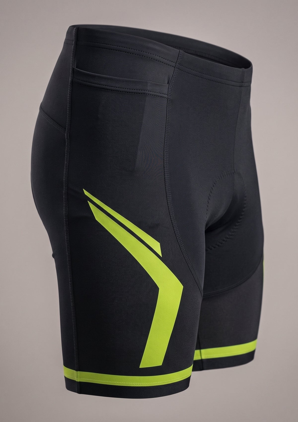 Short de Ciclismo 9D Gel Preto e Verde Lima — costas