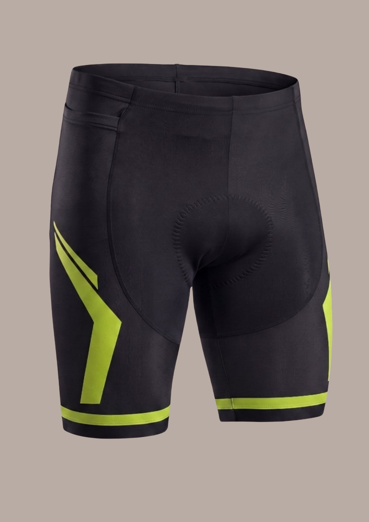 Short de Ciclismo 9D Gel Preto e Verde Lima — frente