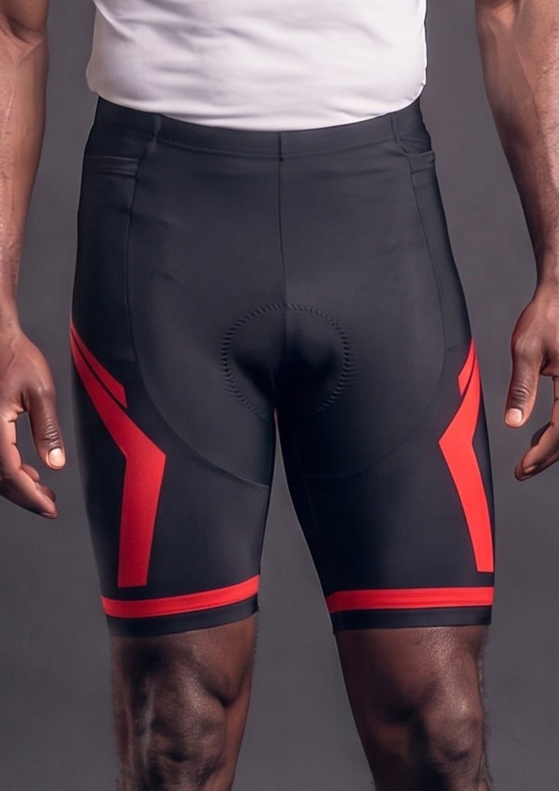 Short de Ciclismo CPM 9D Gel — Preto e Vermelho
